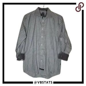 English Laundry Brown-Gray-Tan LS Button Down in‎ Size 16/34-35 All Cotton